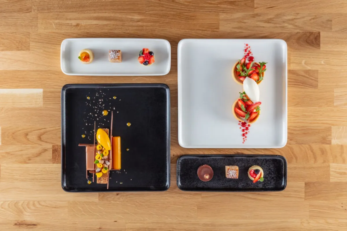 Assiette plate rectangulaire noir porcelaine 24x8 cm Fractal - RAK Hot