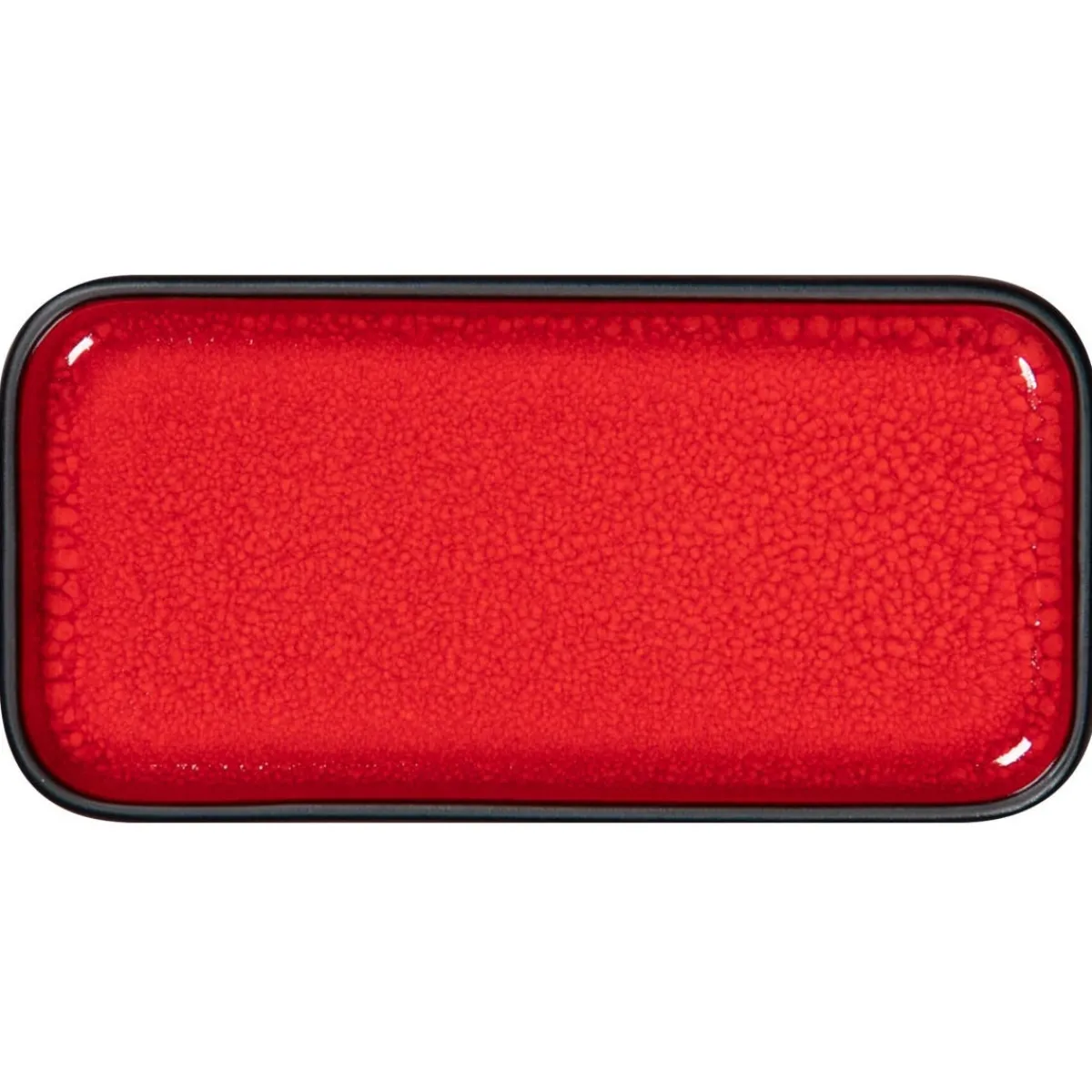 Assiette plate rectangulaire rouge porcelaine 16x8 cm Fractal - RAK Outlet