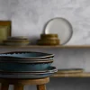 Assiette plate rectangulaire bleu porcelaine vitrifiée 34,5x23,3 cm Harvest - DUDSON Outlet