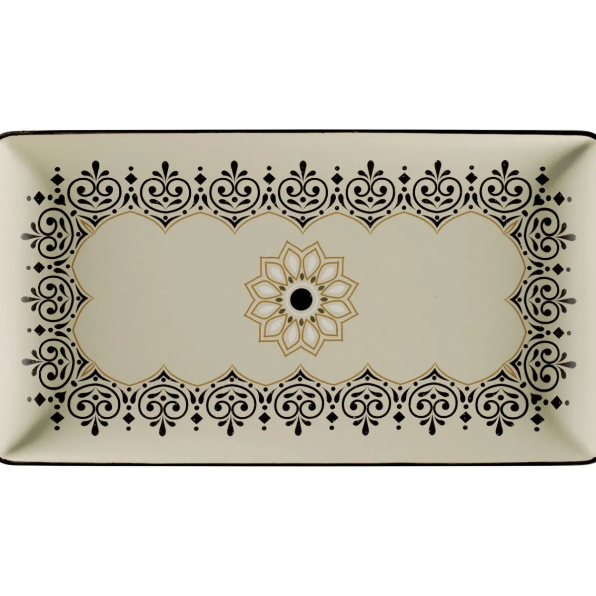 Assiette plate rectangulaire Argila Décor Cartagena porcelaine 33,8x18,3 cm Earth - RAK