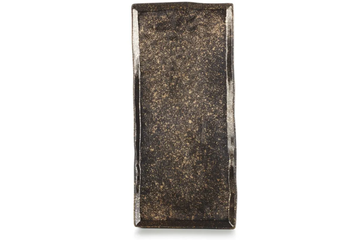 REVOL Assiette plate rectangulaire noir porcelaine culinaire 30x13,5 cm Solstice Online