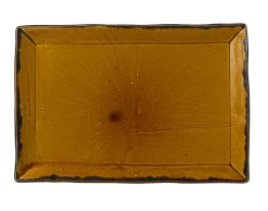 Assiette plate rectangulaire marron porcelaine vitrifiée 28,5x18,7 cm Harvest - DUDSON