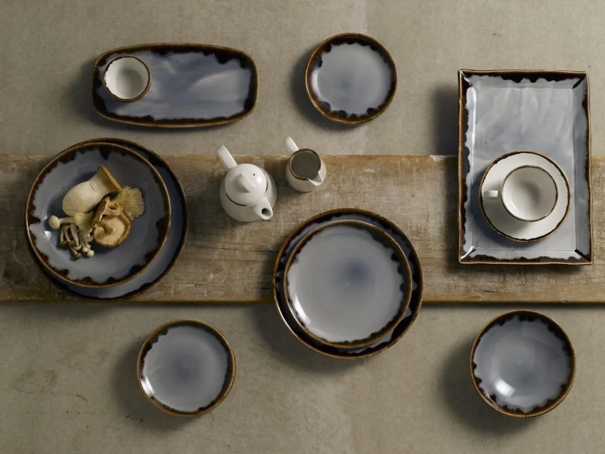 Assiette plate rectangulaire gris porcelaine vitrifiée 34,5x23,3 cm Harvest - DUDSON Best