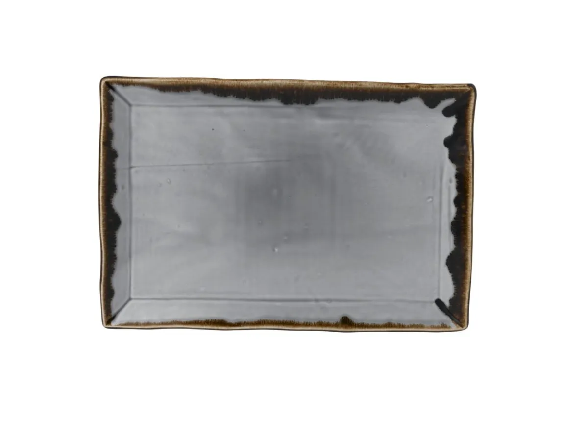 Assiette plate rectangulaire gris porcelaine vitrifiée 34,5x23,3 cm Harvest - DUDSON Best