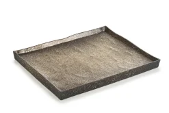 REVOL Assiette plate rectangulaire bronze porcelaine culinaire 21x17,5 cm Solstice Hot