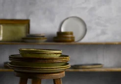 Assiette plate rectangulaire vert porcelaine vitrifiée 34,5x23,3 cm Harvest - DUDSON Clearance