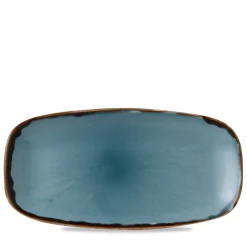 Assiette plate rectangulaire bleu porcelaine vitrifiée 35,5x18,9 cm Harvest - DUDSON New