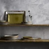 DUDSON Assiette plate rectangulaire vert porcelaine vitrifiée 29,8x15,3 cm Harvest New