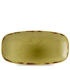 DUDSON Assiette plate rectangulaire vert porcelaine vitrifiée 29,8x15,3 cm Harvest New