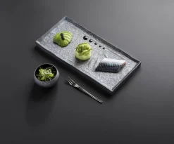 REVOL Assiette plate rectangulaire noir porcelaine culinaire 30x13,5 cm Solstice