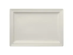 Assiette plate rectangulaire Blanc sable porcelaine vitrifiée 33,6x23,2 cm Neo Fusion - RAK Discount