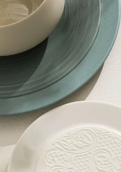 DEGRENNE Assiette plate rond argile verte grès émaillé Ø 23 cm Bahia Clearance