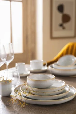ACCOLADE Assiette plate rond beige grès émaillé Ø 28 cm Sand Outlet