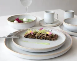 ACCOLADE Assiette plate rond beige grès émaillé Ø 22 cm Sand New