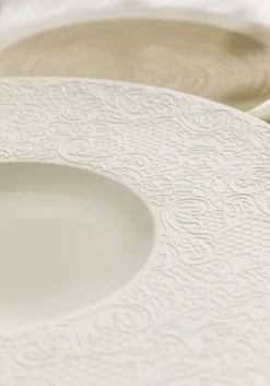 DEGRENNE Assiette plate rond blanc porcelaine de limoges Ø 24 cm Collection L Couture Sale