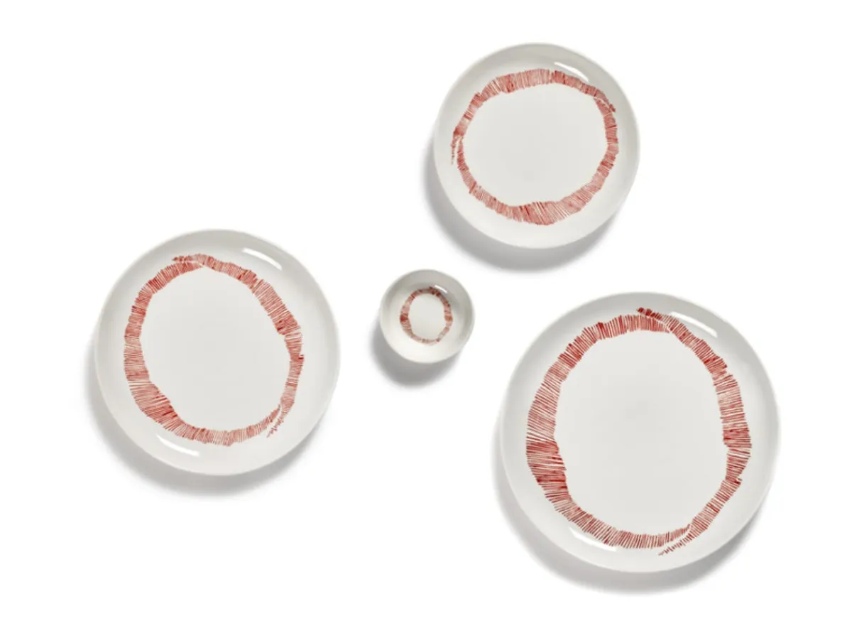 Assiette plate rond blanc swirl - stripes rouge grès émaillé Ø 16 cm Feast By Ottolenghi - SERAX Best