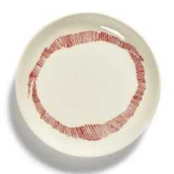 Assiette plate rond blanc swirl - stripes rouge grès émaillé Ø 16 cm Feast By Ottolenghi - SERAX Best
