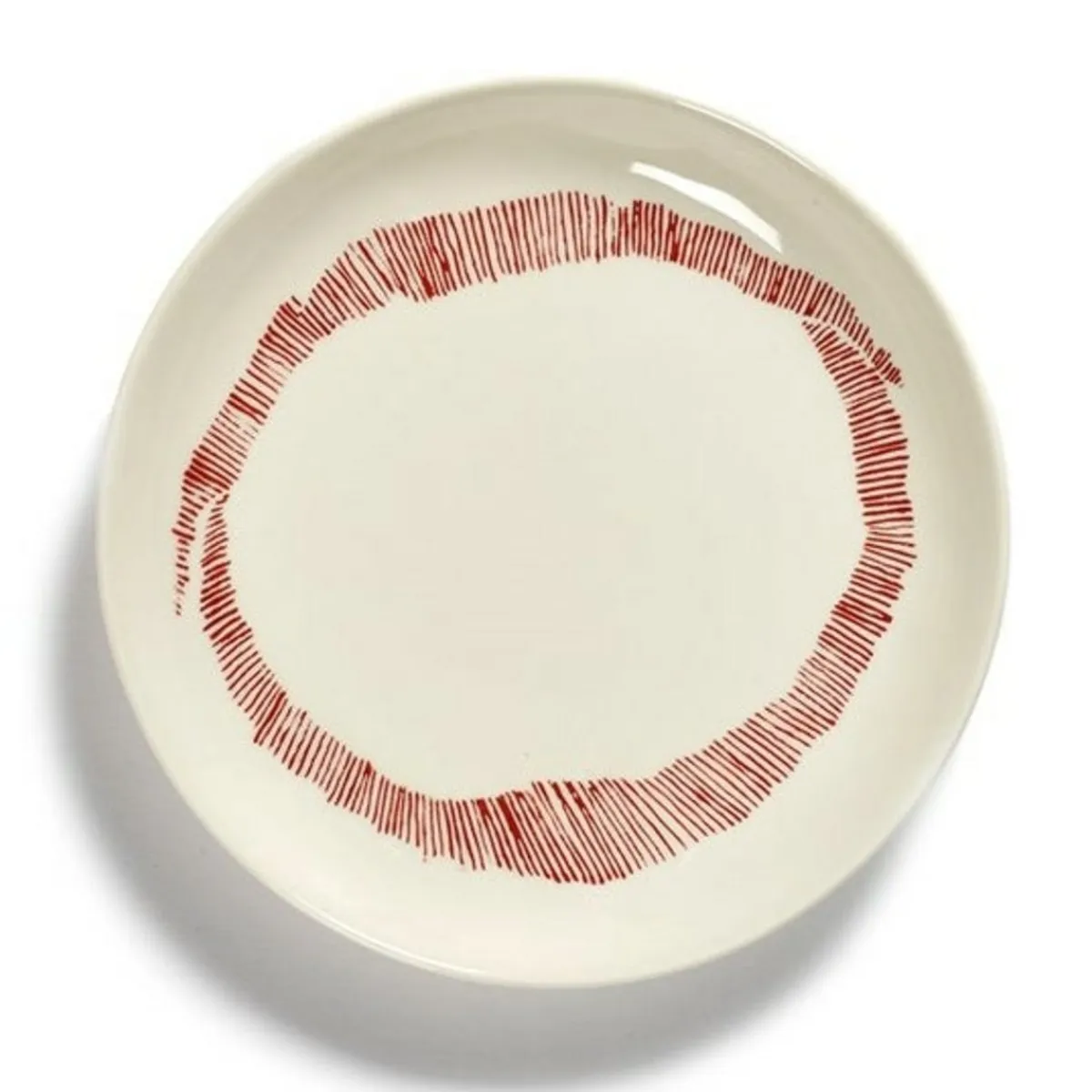 Assiette plate rond blanc swirl - stripes rouge grès émaillé Ø 16 cm Feast By Ottolenghi - SERAX Best