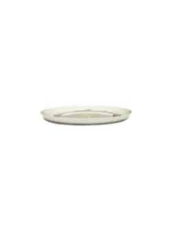 Assiette plate rond blanc swirl - stripes bleu grès émaillé Ø 26,5 cm Feast By Ottolenghi - SERAX Online