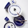 SERAX Assiette plate rond blanc swirl - stripes bleu grès émaillé Ø 19 cm Feast By Ottolenghi New