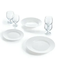LUMINARC Assiette plate rond blanc verre opal Ø 19 cm Everyday New