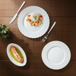 ARCOROC Assiette plate rond blanc verre opal Ø 19 cm Restaurant Filet Bleu Hot
