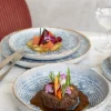 ACCOLADE Assiette plate rond bleu grès émaillé Ø 22 cm Ice Hot