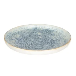 ACCOLADE Assiette plate rond bleu grès émaillé Ø 22 cm Ice Hot