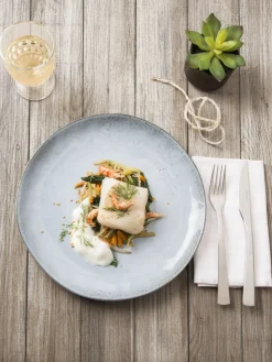 PRO.MUNDI Assiette plate rond bleu grès émaillé Ø 24 cm Sky Best