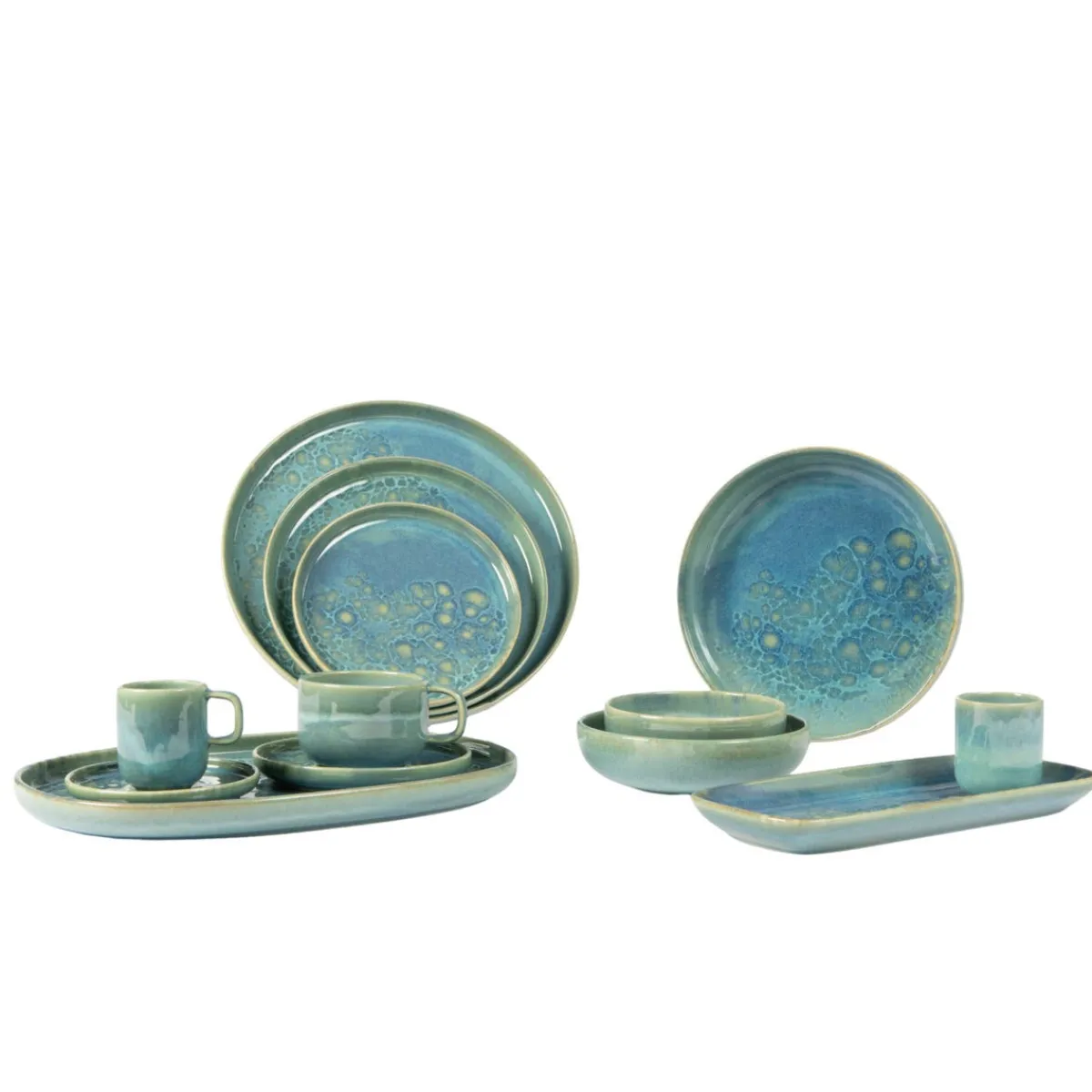 ACCOLADE Assiette plate rond bleu grès émaillé Ø 28 cm Magic Outlet