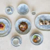 ACCOLADE Assiette plate rond bleu grès émaillé Ø 28 cm Ice Hot