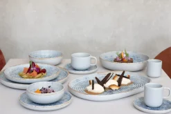ACCOLADE Assiette plate rond bleu grès émaillé Ø 28 cm Ice Hot