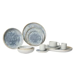 ACCOLADE Assiette plate rond bleu grès émaillé Ø 17 cm Ice Clearance
