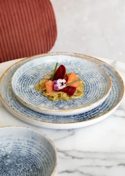 ACCOLADE Assiette plate rond bleu grès émaillé Ø 17 cm Ice Clearance