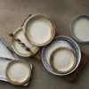 DUDSON Assiette plate rond bleu porcelaine vitrifiée Ø 25,5 cm Finca Limestone Best