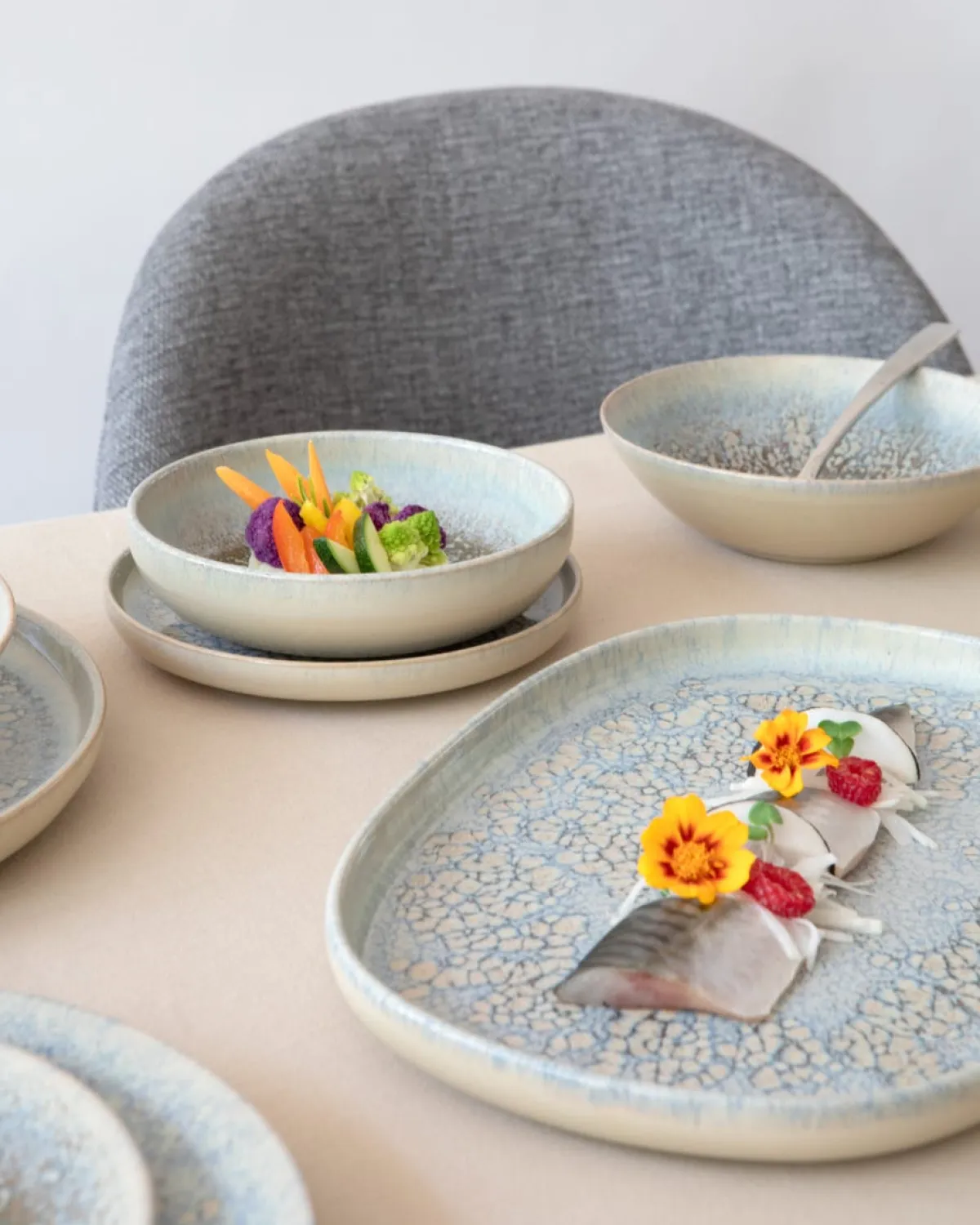 ACCOLADE Assiette plate rond gris grès émaillé Ø 28 cm Tropic Outlet
