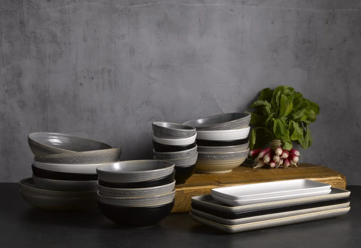 Assiette plate rond gris porcelaine Ø 25,2 cm Evo Granite - DUDSON Outlet