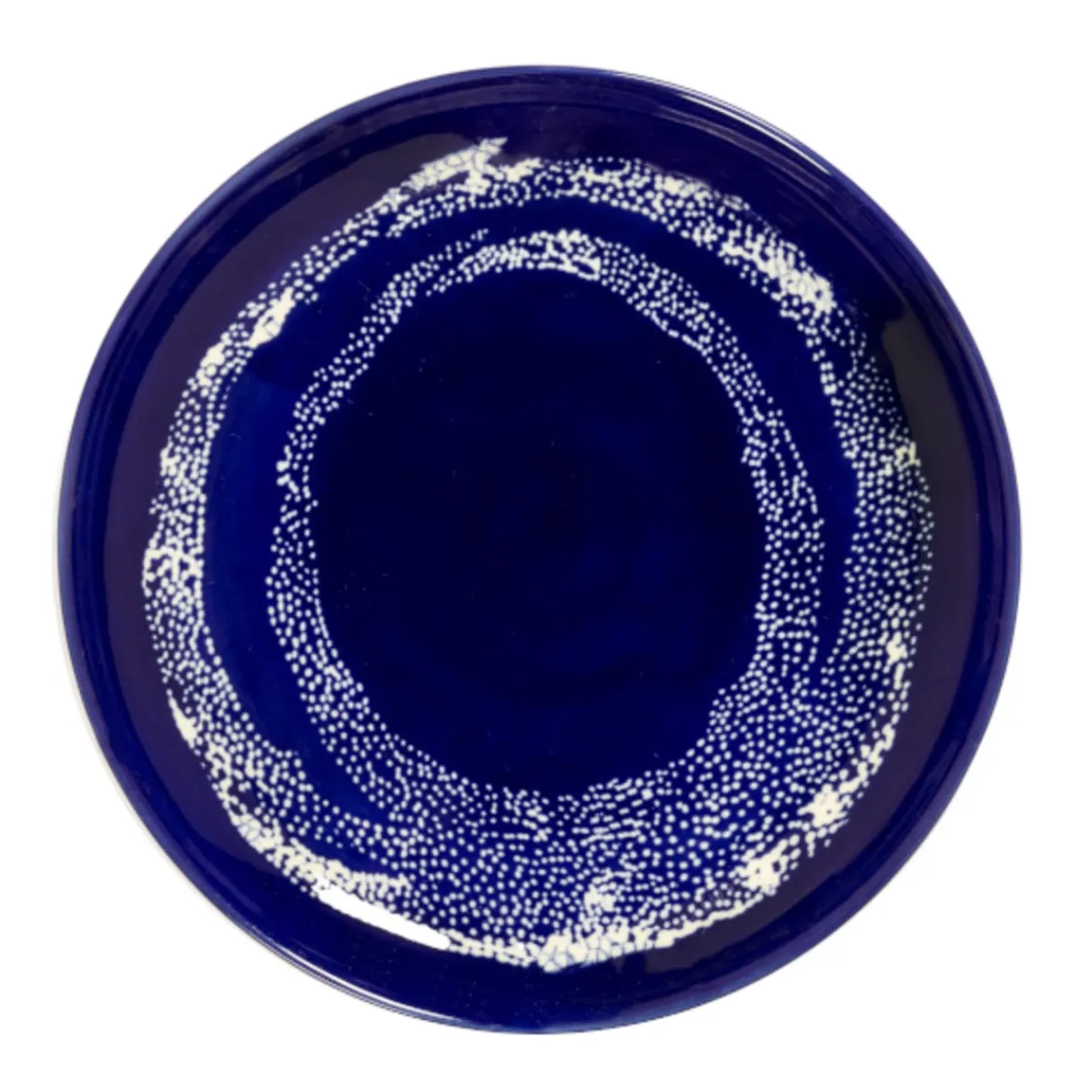 Assiette plate rond lapis lazuli swirl - points blancs grès émaillé Ø 19 cm Feast By Ottolenghi - SERAX Hot