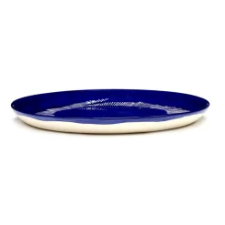Assiette plate rond lapis lazuli swirl - stripes blancs grès émaillé Ø 22,5 cm Feast By Ottolenghi - SERAX Clearance