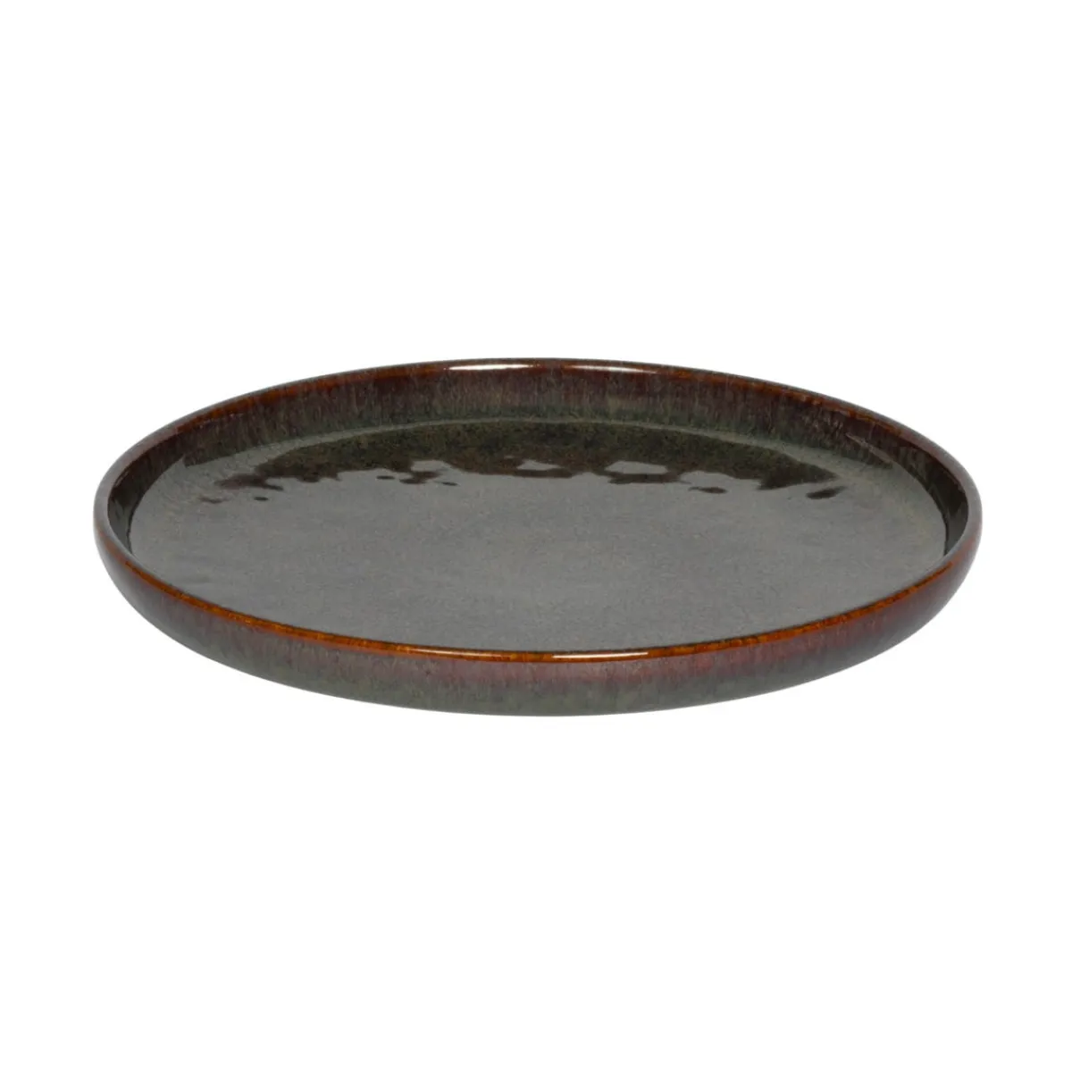 ACCOLADE Assiette plate rond Marron Bleu grès émaillé Ø 22 cm Amber Online