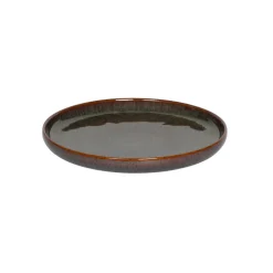 ACCOLADE Assiette plate rond Marron Bleu grès émaillé Ø 17 cm Amber Discount
