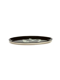 Assiette plate rond noir poivron blanc grès émaillé Ø 35 cm Feast By Ottolenghi - SERAX Outlet