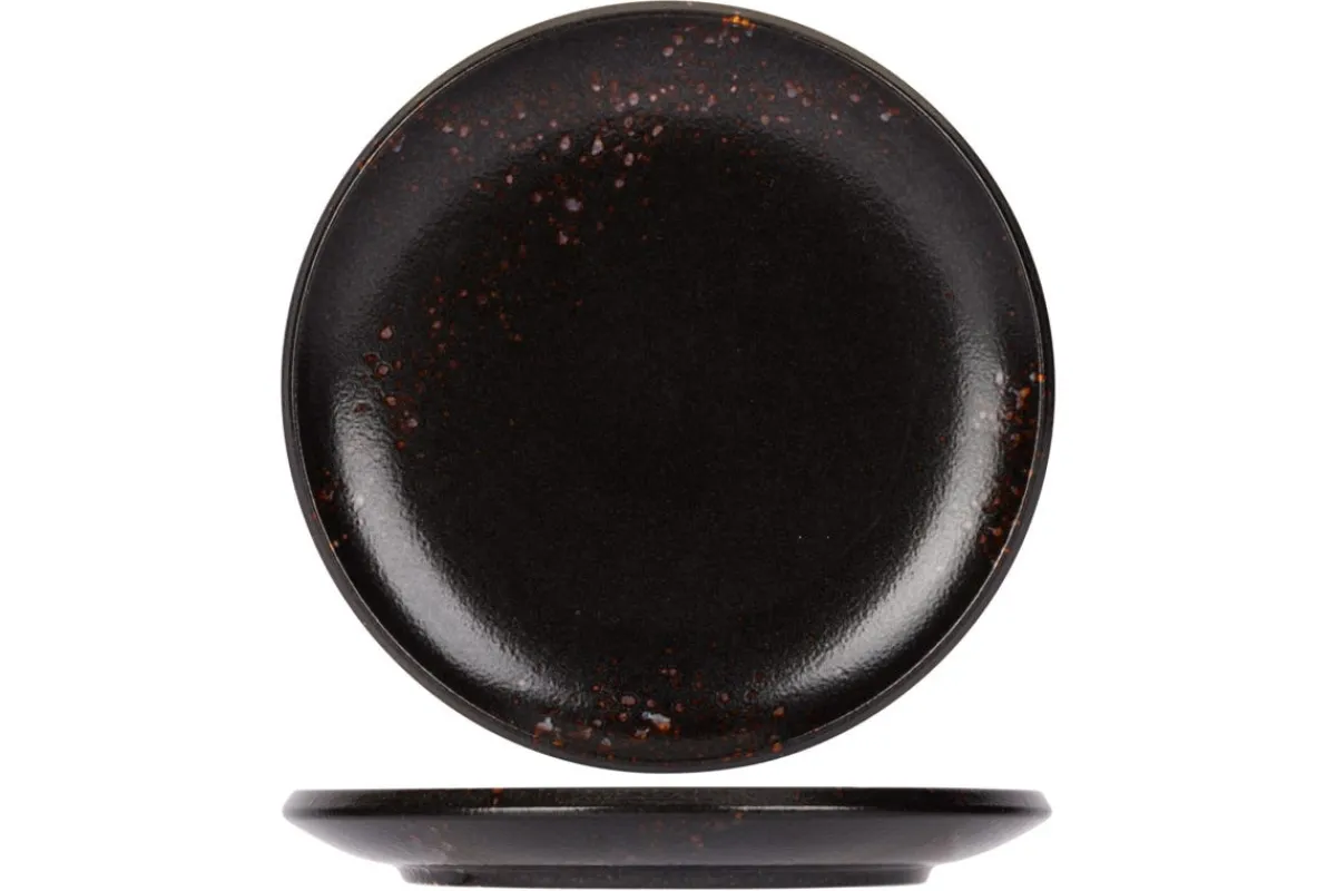 Assiette plate rond noir porcelaine Ø 20 cm Etna - PROOF