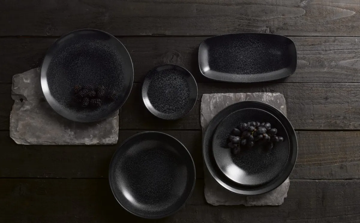 DUDSON Assiette plate rond noir porcelaine vitrifiée Ø 26 cm Evo Origins Sale