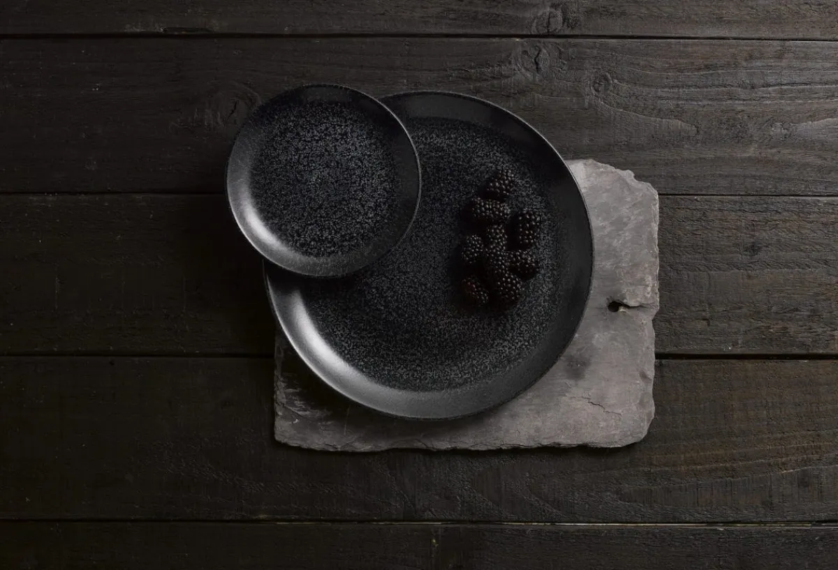 DUDSON Assiette plate rond noir porcelaine vitrifiée Ø 26 cm Evo Origins Sale