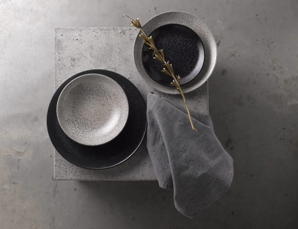 DUDSON Assiette plate rond noir porcelaine vitrifiée Ø 26 cm Evo Origins Sale