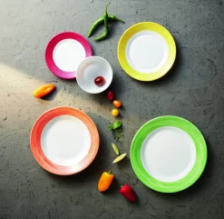 ARCOROC Assiette plate rond orange verre opal Ø 15,5 cm Brush Hot