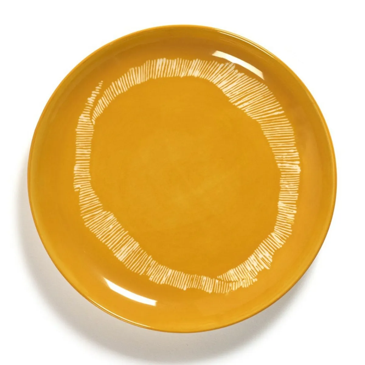 Assiette plate rond sunny yellow - stripes blanc grès émaillé Ø 19 cm Feast By Ottolenghi - SERAX Best