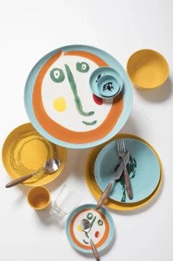 Assiette plate rond sunny yellow - stripes rouge grès émaillé Ø 19 cm Feast By Ottolenghi - SERAX Outlet