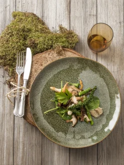 PRO.MUNDI Assiette plate rond vert grès émaillé Ø 24 cm Sky Online